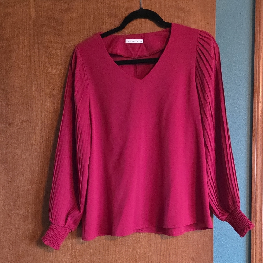Elegant Burgundy V-Neck Blouse